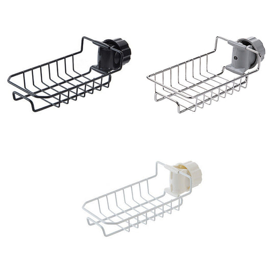 Sponge Holder for Kitchen Sink Faucet Shelf with Cloth Rack Organizer