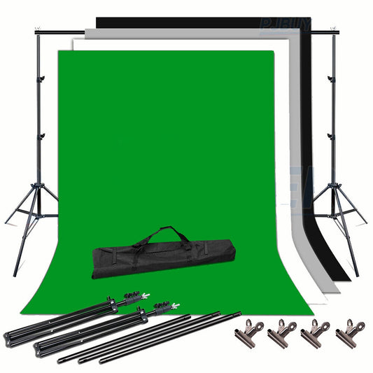Studio Support Kit with Grey Green White and Black Photo Backdrops