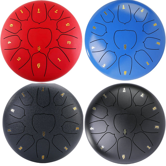 C Key Percussion 11-Tone Steel Tongue Drum with Mallets 10 Inch