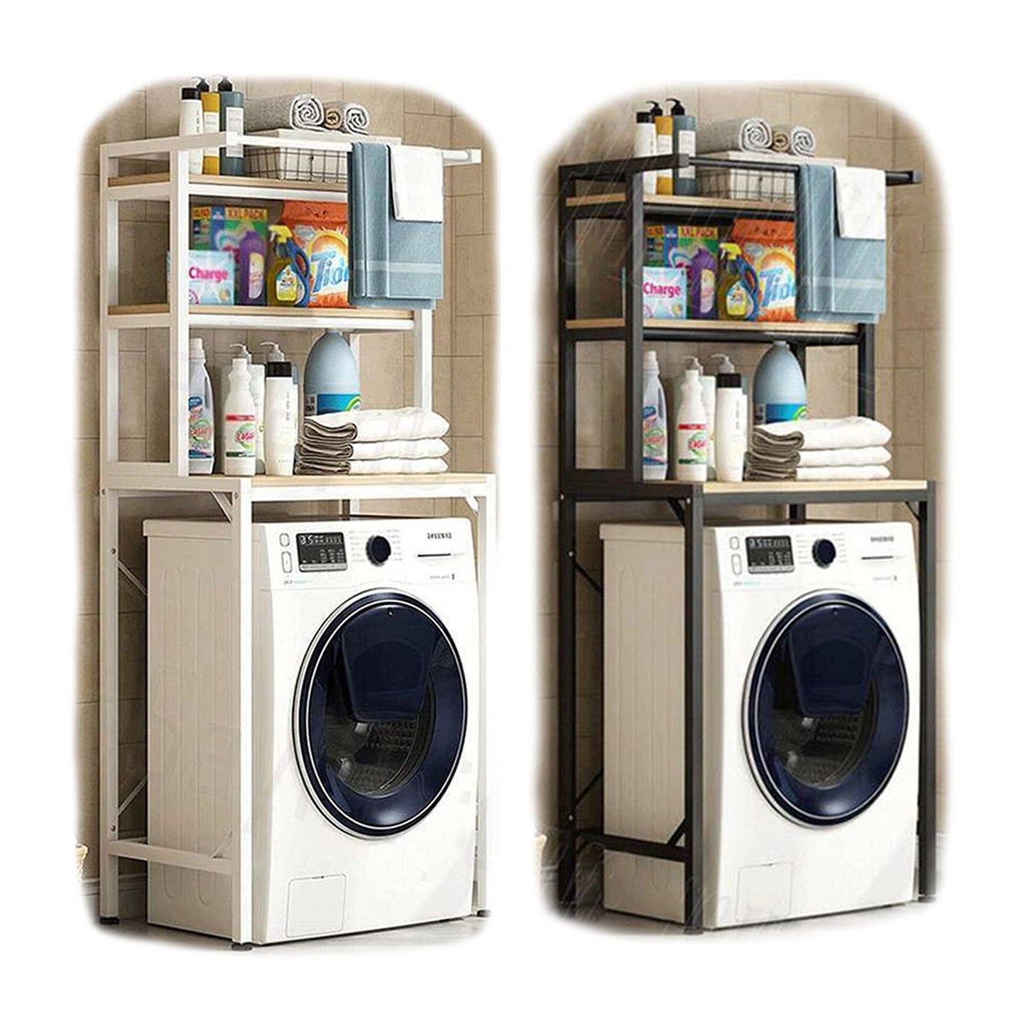 3-Tier Heavy Duty Metal Storage Rack Over Washing Machine Organizer