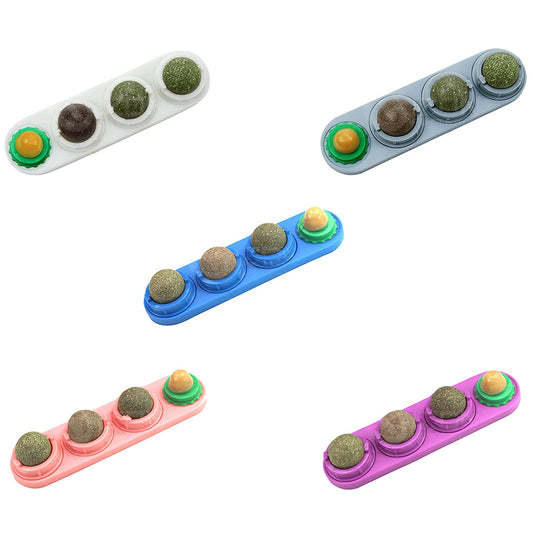 Wall Mount Catnip Ball Toy for Cats - Digestion Helping Solid Nutrition