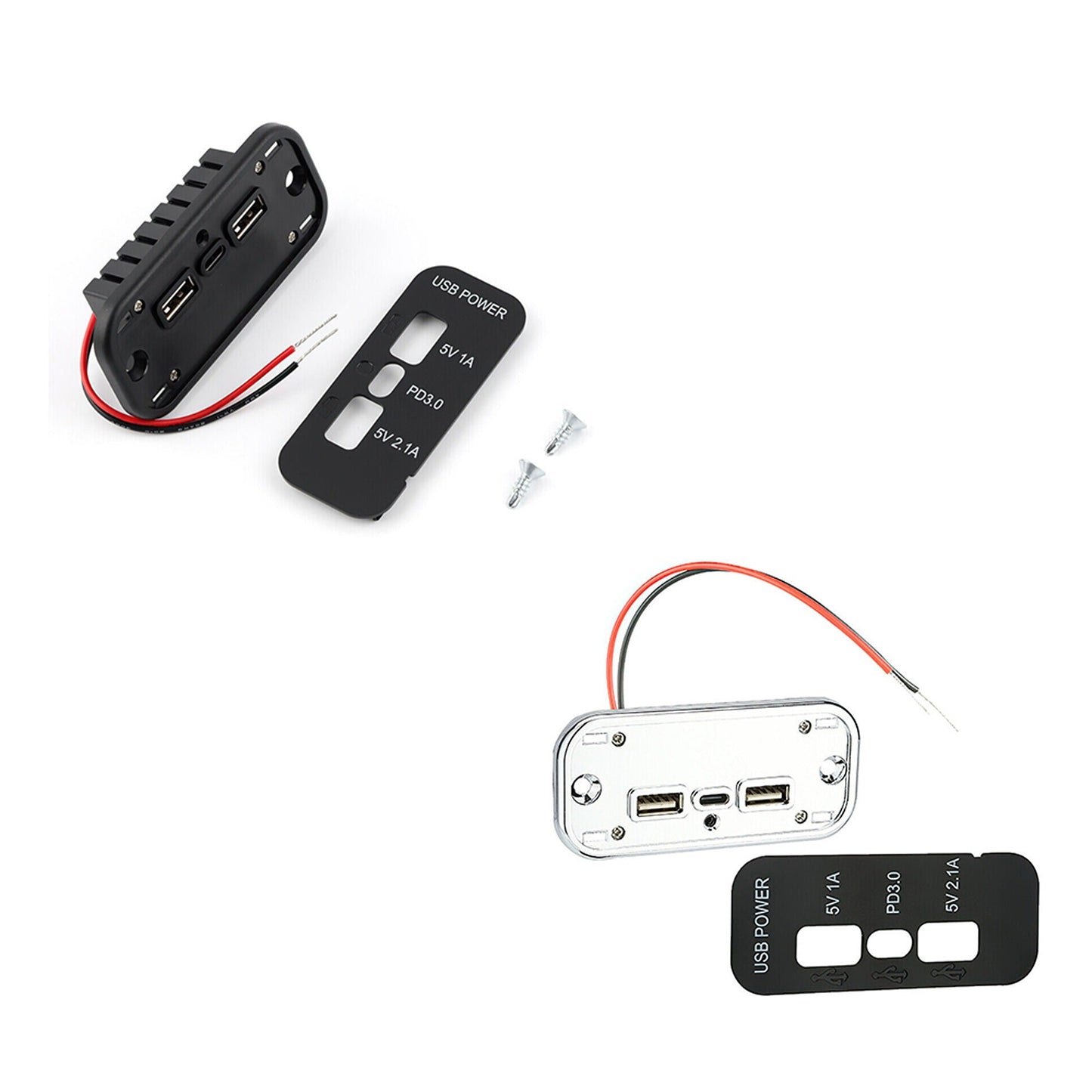 36W Dual USB PD Car Charger Adapter with 3 Ports Charging Socket Panel