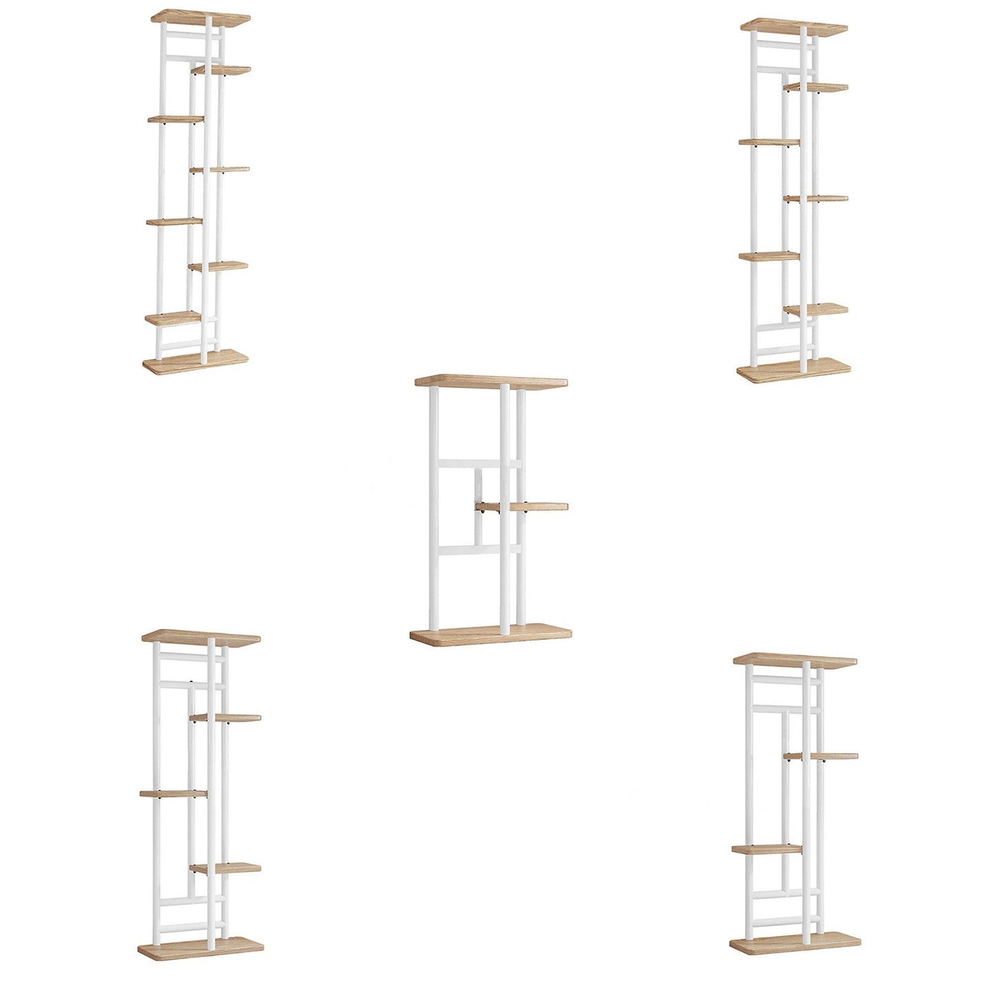 Multi-Tier Wooden Plant Display Rack for Indoor and Outdoor Use