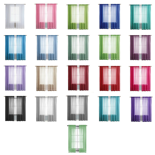 Organza Voile Sheer Curtain with Rod Pocket for Window Draping