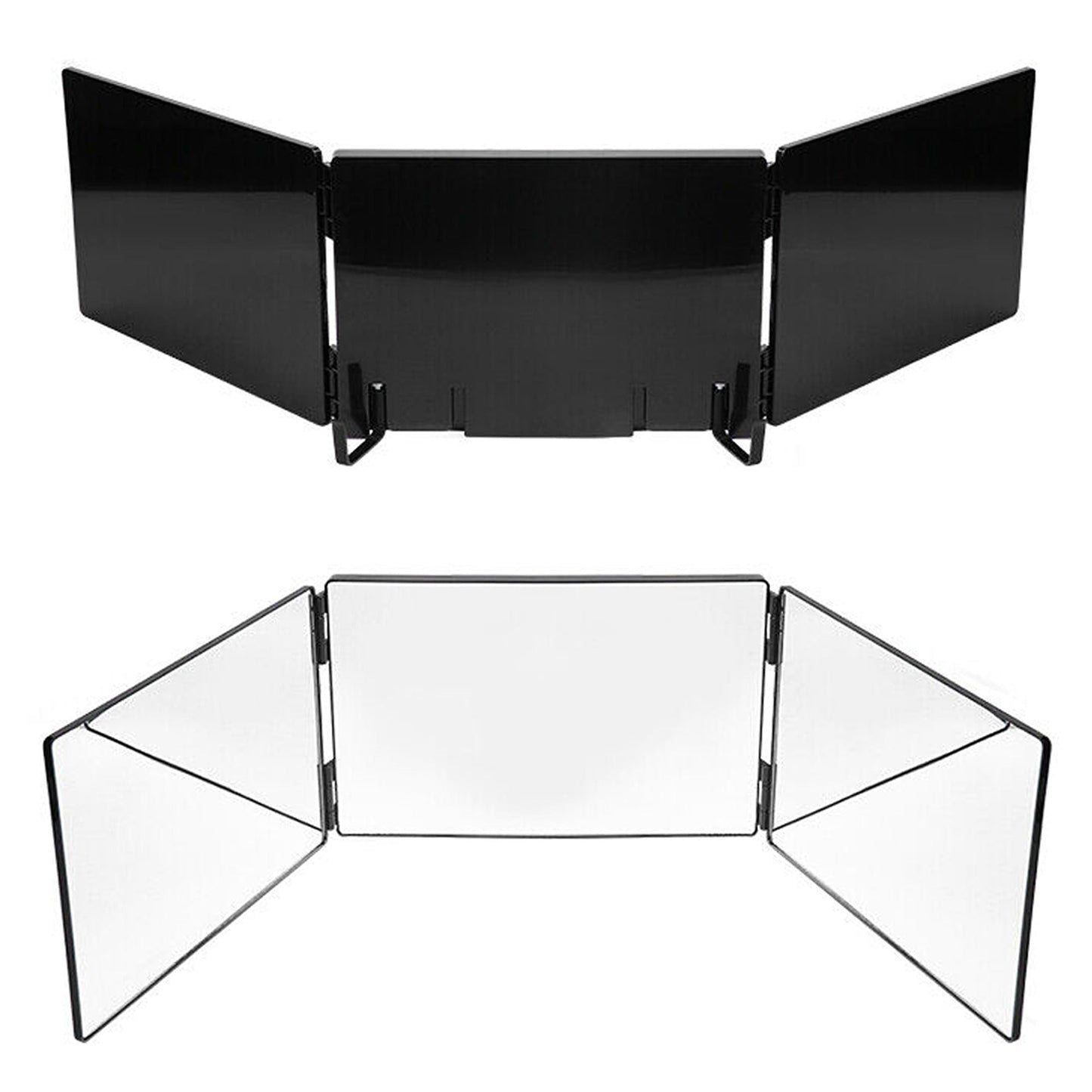 Tri-Fold Adjustable Makeup Mirror with Hanging Hook for Haircutting and Styling