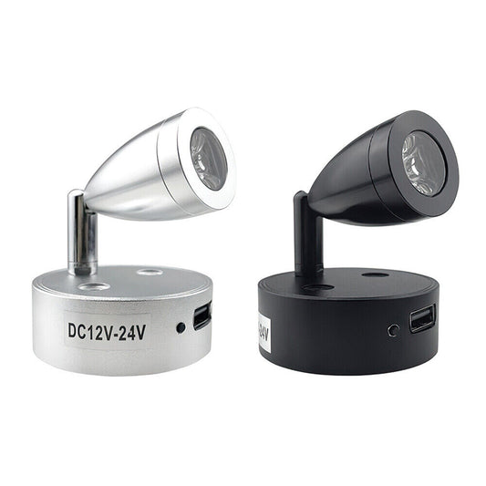2pcs 12V LED Interior Spot Reading Lights for Camper Van Caravan and Boat