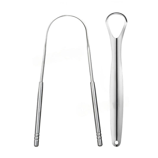 2pcs Oral Hygiene Stainless Steel Tongue Cleaner Dental Care Scraper