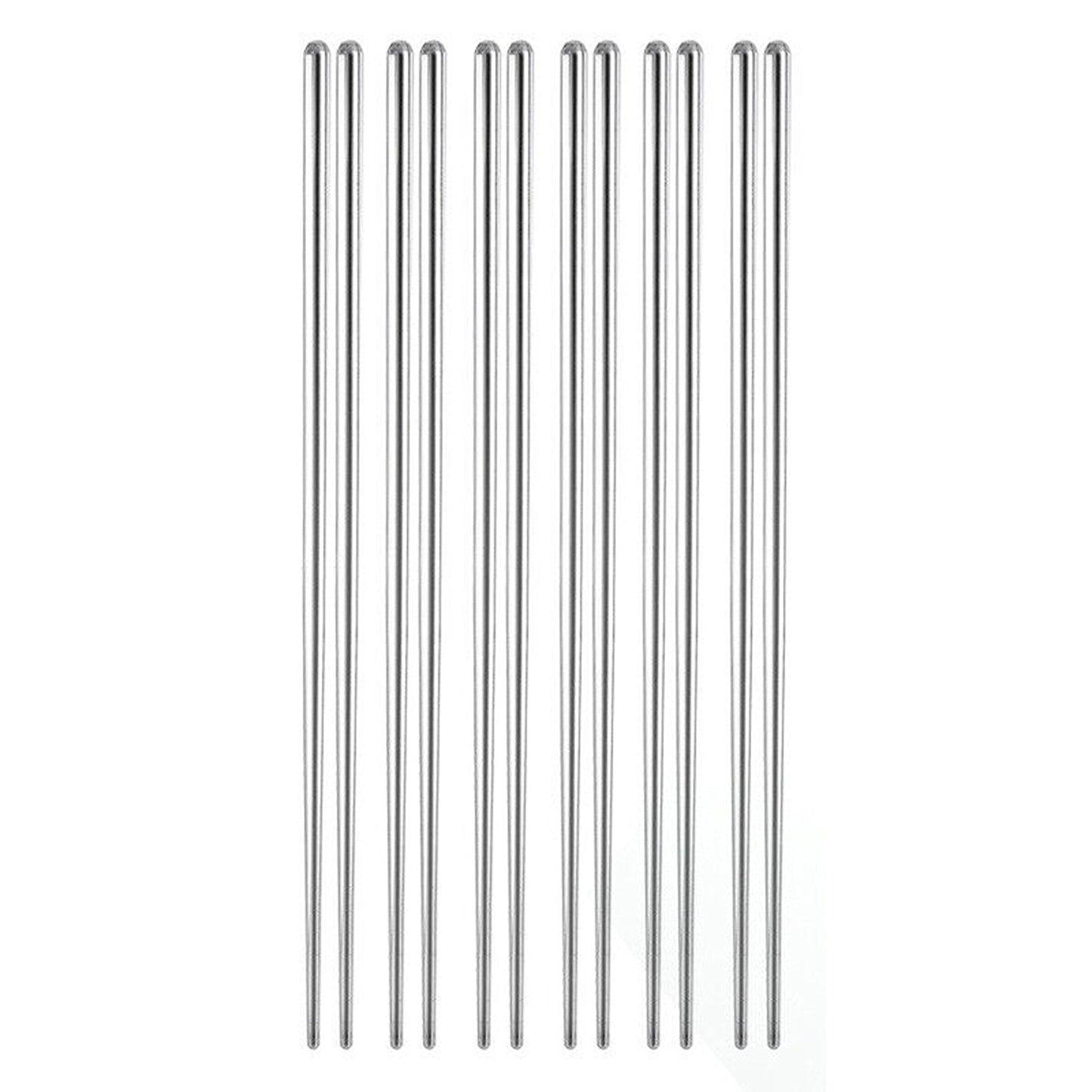 10 Pairs Stainless Steel Chopsticks Japanese Metal Table Cutlery