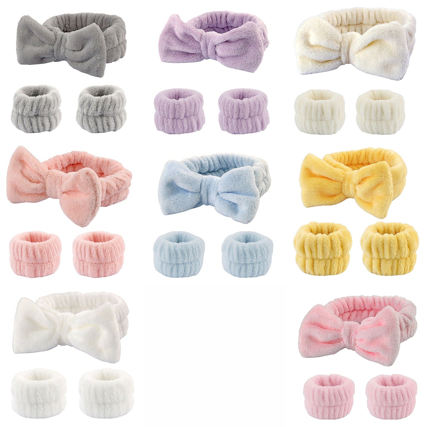 Absorbent Spa Wristbands and Headband Set for Face Washing