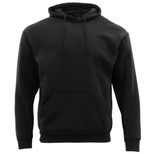 Black Unisex Adult Basic Plain Hoodie Men Pullover Sweater