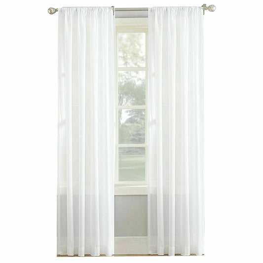 White Rod Pocket 2 Panel Sheer Curtains Window Sheer Voile Bedroom