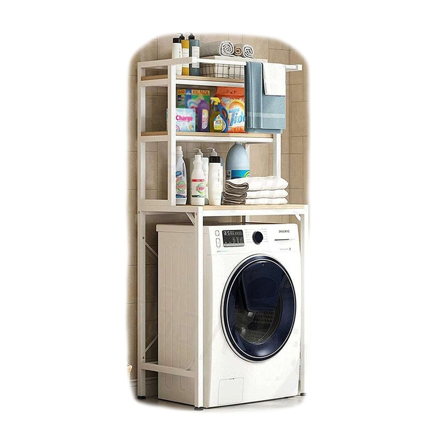 3-Tier Heavy Duty Metal Storage Rack Over Washing Machine Organizer