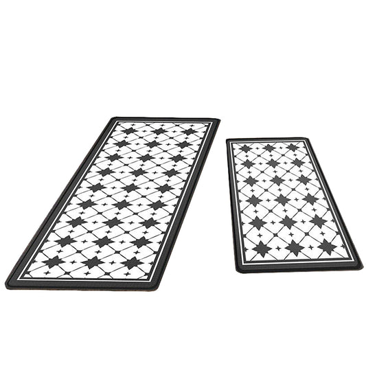 Checker Board Pattern Comfort Kitchen Mat Set with Rubber Back